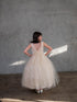 Girls Multi Color A-Line Flowered Waist Tulle Flower Girl Dress 2-16